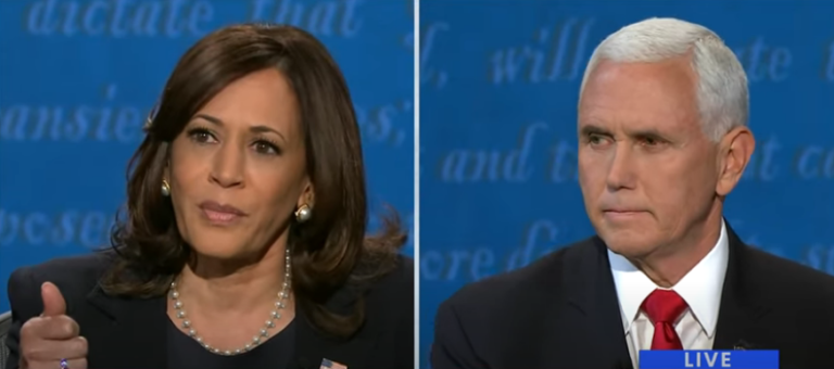 A Timid Pence Facade Melts In The Presence Of Sen. Harris Lite — Not So Bright Light.