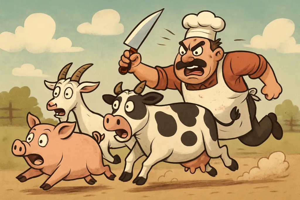 Butcher Chasing Animals