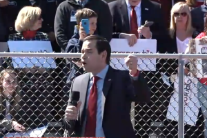 Rubio calls Trump 10 times at one rally